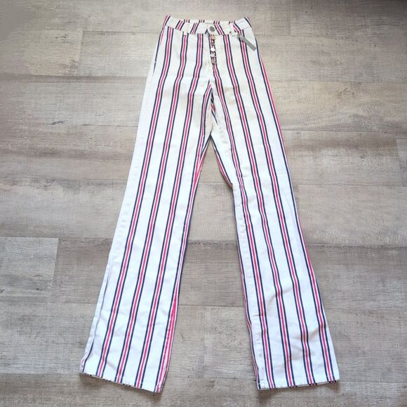 NWT ASOS Design Tall Full Length Flare Striped Jeans Size 25/36 - Picture 2 of 11
